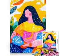 Vibrante visión fauvista de la Mona Lisa Puzzle para Adultos 1000 Piezas Capacidad Mental Pasatiempo Tranquilo Cierre Seguro Regalo Creativo (50x75cm)