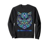 Vibrante vitral búho pájaro místico visión Nocturna Arte Sudadera