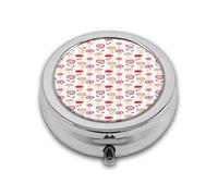 Vibrante y garabatear estilo ilustración artística de flores sobre el fondo liso personalizado redondo SilverBox bolsillo 2.1 pulgadas - 3 compartimentosBox/pastillero bolsillo