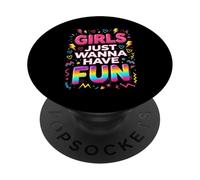 Vibrantes Chicas Estilo garabatos de los 80 Solo Quieren divertirse PopSockets PopGrip Adhesivo