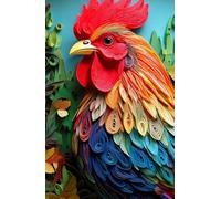 Vibrantly Quilled Rooster Journal: Rise & Write, Creative Lined Notebook