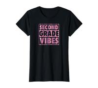 Vibras de Segundo Grado Que Coinciden con la Clase de la Escuela Camiseta gráfica económica, Mujer, Negro, M