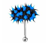 Vibrating Tongue Ring - 18mm Straight Barbell | 316 Stainless Steel Body Jewelry, 1.6mm Gauge Blue Piercing Stud With 5mm Ball And 2 Batteries For Novelty Wear And Sensory Expression