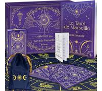 Vibratis Caja de iniciación al Tarot de Marsella: Tarot adivinatorio + Libro de 205 páginas + Mantel adivinatorio Azul y bolsillón. Ideal para Principiantes (Mantel Azul)