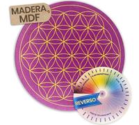 Vibratis Flor de Vida de Madera para recargar Piedras y péndulos adivinatorios + Escala de bovis para calcular la tasa vibratoria | 100% Fabricada en Francia