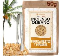 VIBRATIS Incienso en Granos 50g con Pinzas - Resina de Boswellia Carterrii 100% Natural de Primera Calidad - Virtudes Espirituales Muy Fuertes