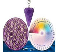 Vibratis - Péndulo adivinatorio de amatista + flor de la vida de PVC para rellenar las piedras y péndulos y escala de Bovis - 11,5 cm | 100% fabricado en Francia