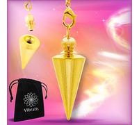 Vibratis Péndulo de Adivinación Cono Dorado para Trabajo en Plano - Péndulo de Radiestesia Universal de Latón Dorado