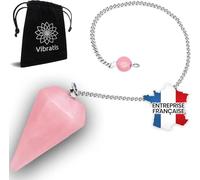 Vibratis Péndulo de Adivinación de Radiestesia de Cuarzo Rosa en Forma de Cono - Péndulo de Piedra de Cuarzo Rosa [Satisfacción o Reembolso]
