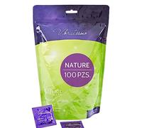 VIBRATISSIMO Condones Nature paquete de 100 | caja de preservativos premium extra húmedos | grosor de pared fino y color natural | condenes ultra sensitivos | anticoncepción hombre | b=53 mm