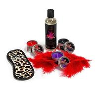VIBRATISSIMO S/M set de vela con lubricante, venda para los ojos y pluma | velas de cera de baja fusión 3 colores | vela de goteo para juegos eróticos | vela de masaje sin olor | set SM para parejas
