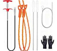 Vibrivio Desatascador Tuberías Profesional 7 Piezas, Desatascador Fregadero Flexible de 1,6 m con Pinza Recolectora y Cepillo, Alambre para Eliminar Pelos en Cocina Baño Alcantarillado, Reutilizable