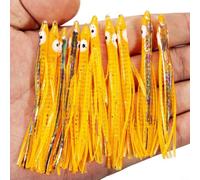 Vibsky 10pcs 8cm señuelos de pesca suaves, aguja luminosa pulpo cebo para pesca de agua salada (naranja)
