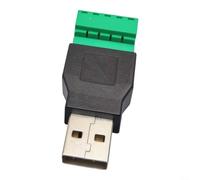 Vibsky Adaptador USB 2.0 A Macho a Terminal Tornillo 5 Pines Adaptador(A) | Conversión macho a tornillo, blindaje metálico, para ideal para reparaciones, 53mm largo, para fácil soldadura