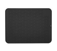 Vibsky Alfombrilla de secado de platos de sílice antideslizante para encimera de cocina, 40 cm x 30 cm, patrón de drenaje elevado, resistente a la altura y se enrolla o cuelga con agujero para colgar