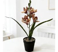 Vibsky Bonsái de magnolia artificial de 38 cm con 6 flores, planta falsa realista para decoración del hogar y la oficina, para arreglos de orquídeas de plástico