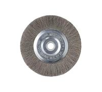 Vibsky Cepillo de rueda de alambre de acero inoxidable de 150 mm, desbarbado y pulido, agujero de 16 mm, amoladora de banco engarzada