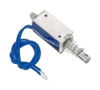 Vibsky Cerradura solenoide eléctrica de 24 V CC 10 mm, tipo push-pull, para máquinas expendedoras y para cerraduras de puertas de automóviles, color plateado