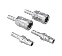 Vibsky Conjunto de 4 boquillas de cobre para manguera de gas, bola de acero autoblocante para alta presión, color plateado