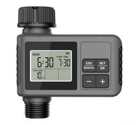 Vibsky Controlador de riego inteligente para jardín, temporizador automático de agua con pantalla LCD grande, función de retardo de lluvia y bloqueo de seguridad infantil, clima