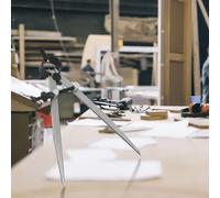 Vibsky Divisor de acero con cerradura con ala ajustable y puntas puntiagudas, herramienta de medición de 150 mm, medidor de marcado de carpintería de cuero