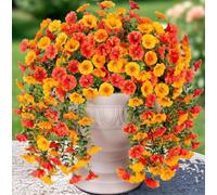 Vibsky Flores artificiales colgantes de 75 cm, diseño de gloria matutina UV, para patio, porche, jardín, decoración de pared, color blanco