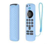Vibsky Funda de silicona ligera para Fire TV 4K y HD modelo más reciente de control remoto de voz, a prueba de golpes, antideslizante, funda protectora con cordón, blanco (azul por la noche)