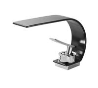 Vibsky Grifo de cascada para baño con control de calor y frío, grifo de latón de alta calidad en acabado negro, diseño de estilo nórdico con aireador sin banda para uso doméstico