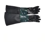 Vibsky Guantes de chorro de arena de 25.5 x 11.8 pulgadas para gabinete de chorro de arena, guantes de trabajo forrados de PVC y algodón, 65 cm de longitud, doble costura para mayor durabilidad