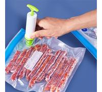 Vibsky Juego de 10 bolsas selladoras al vacío reutilizables con bomba de mano y clips, almacenamiento de alimentos, ahorro de espacio