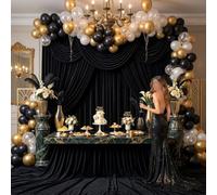 Vibsky Juego de 2 fondos de seda, color beige y negro, 150 x 210 cm, fondo de fotografía, decoración de boda y fiesta