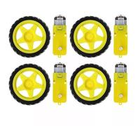 Vibsky Kit de coche robot de bricolaje 4 paquetes para rueda de neumático de plástico con motor de reducción de CC para Arduino Education 3V-6V