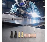 Vibsky Kit de puntas de boquilla sin gas para soplete de soldadura 14AK MB14 MIG, puntas de cobre de 0.04 pulgadas y 0.04 pulgadas, incluye boquillas, soportes difusores, paquete de 24