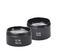 Vibsky Lente de objetivo auxiliar de 0,5 x y 0,7 x para microscopios trinoculares de zoom estéreo, diámetro de montaje de 48 mm, lente de cristal, color negro