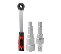 Vibsky Llave escalonada para radiador y mango de trinquete, conectores y boquillas, llave de acero al carbono de 10-21 mm para trinquete de 12 pulgadas, color plateado + negro