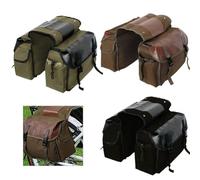 Vibsky Lona para bolsa de bicicleta para viajes y viajes, estilo vintage con ribete de cuero, 40 x 30 x 2 cm, portaequipajes traseros