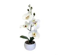 Vibsky Maceta artificial de orquídea Phalaenopsis con flores impresas en 3D, adorno de planta de simulación realista para interiores del hogar y la oficina (blanco)