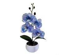 Vibsky Maceta artificial de orquídea Phalaenopsis con flores impresas en 3D, adorno de planta de simulación realista para interiores, hogar y oficina (azul)