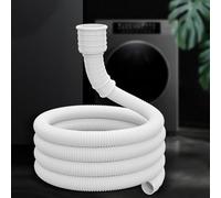 Vibsky Manguera de drenaje para lavadora con abrazadera, tubo de agua de plástico flexible de gran diámetro para aire acondicionado y salida de fregadero, color blanco, 3 m