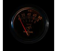 Vibsky Manómetro mecánico de presión de aceite de 52 mm para automóviles, rango de 0 a 80 PSI, 12 V CC, caja de metal negro, reemplazo directo