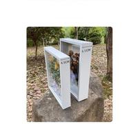 Vibsky Marco de fotos hueco 3D hecho a mano, paquete de 2 unidades, flores secas, mariposas, muestras, manualidades, arte, caja de sombra blanca para negro