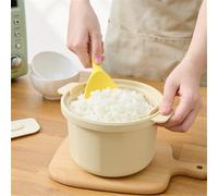 Vibsky Olla arrocera y vaporera para microondas, 20,5 x 11 x 14,7 cm, contenedor portátil de polipropileno para arroz, pasta y verduras, fácil de limpiar, apto para lavavajillas, beige