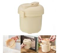 Vibsky Olla arrocera y vaporera para microondas con sistema de circulación de vapor para cocinar uniformemente, portátil y apta para lavavajillas, color beige