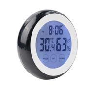 Vibsky Reloj de pared digital con termómetro e higrómetro, pantalla LCD con retroiluminación, monitor de temperatura y humedad, dormitorio, oficina, color azul