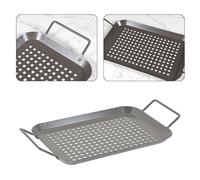 Vibsky Sartén de acero al carbono sin parrilla con asas dobles, bandeja redonda de 345 cm para asar barbacoa, cocina uniforme, parrillas eléctricas de carbón de gas, placa de parrilla limpia pescado y