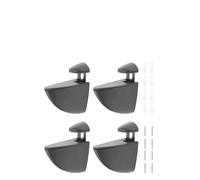 Vibsky Soportes de estante de cristal ajustables de 2 a 21 mm, soportes de aleación de zinc para vidrio o madera, cabeza de silicona antideslizante, negro, 4 piezas