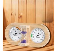 Vibsky Termohigrómetro para sauna, medidor de humedad de temperatura de madera con temporizador de reloj de arena de 15 minutos, higrómetro de pared 20-120 ℃ 0-100% HR