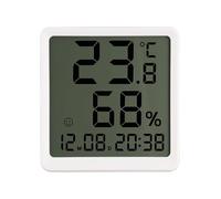 Vibsky Termómetro digital higrómetro para interiores con reloj, monitor compacto de temperatura y humedad, indicador de nivel de comodidad, blanco o negro