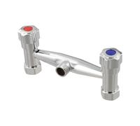 Vibsky Válvula mezcladora de ducha de doble palanca en cromo, cuerpo de latón macizo con mango IC, distancia central de 150 mm para accesorios de hogar y jardín