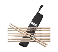 Vic Firth FS5A Freestyle 5A - Paquete de baquetas - 4 pares de baquetas extralargas de nogal americano con bolsa esencial para palos gratis, práctica, entrenamiento técnico, ensayo y uso de conciertos